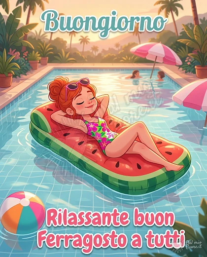Buongiorno di Ferragosto in piscina con anguria