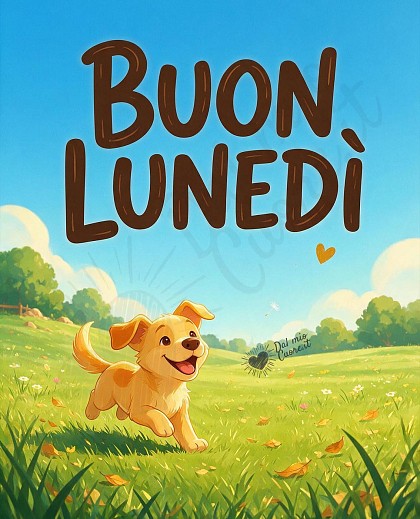 Vivace cucciolo che trotterella felice su un prato verde e luminoso accarezzato dal sole mattutino.