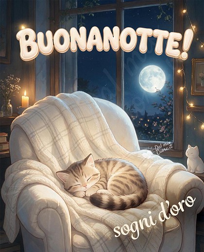 Gattino tigrato raggomitolato su una calda coperta di lana vicino alla finestra con luna piena.