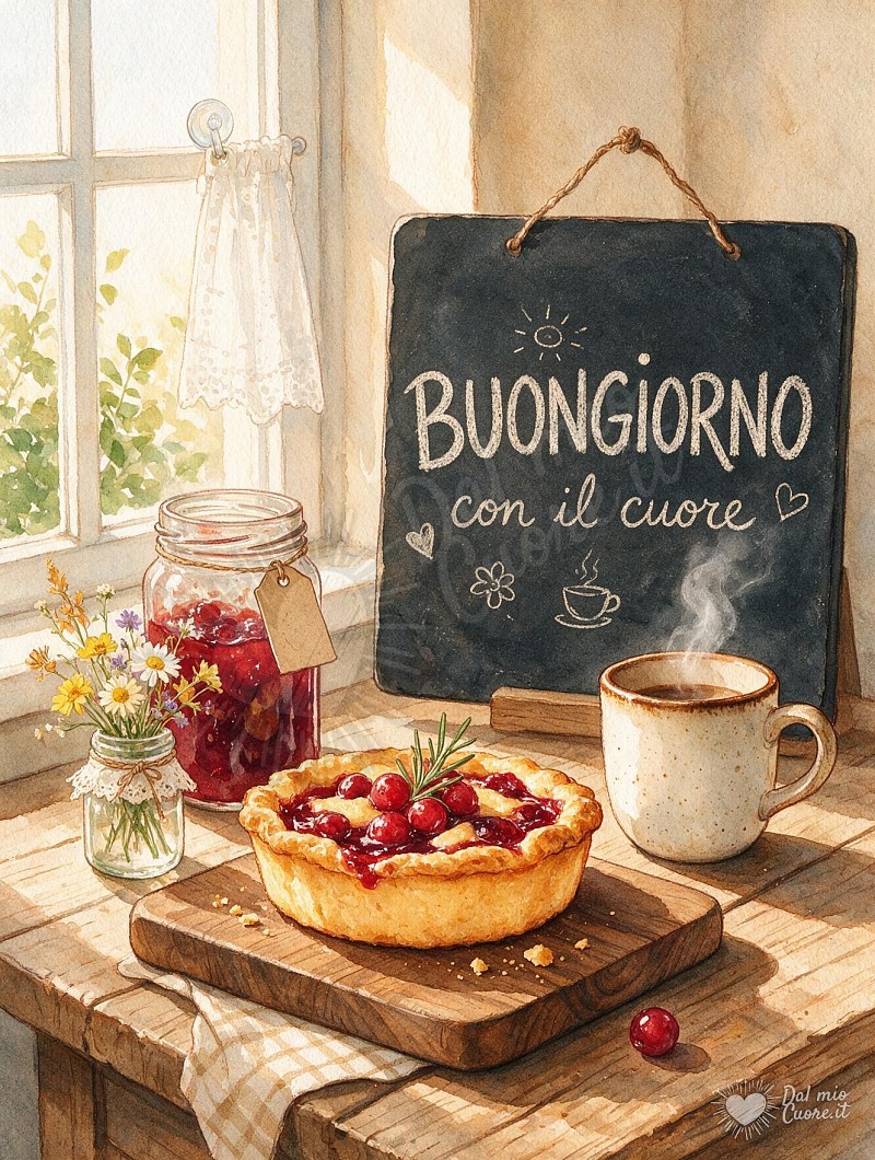Buongiorno con crostata artigianale e caffè caldo