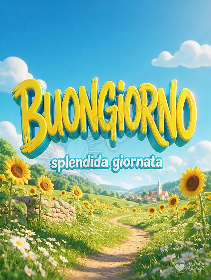 Un campo di grandi girasoli gialli baciati dal sole mattutino sotto un cielo azzurro e limpido.