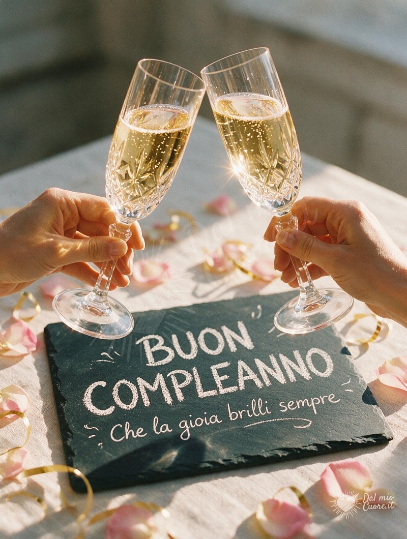 Buon compleanno con un brindisi luminoso