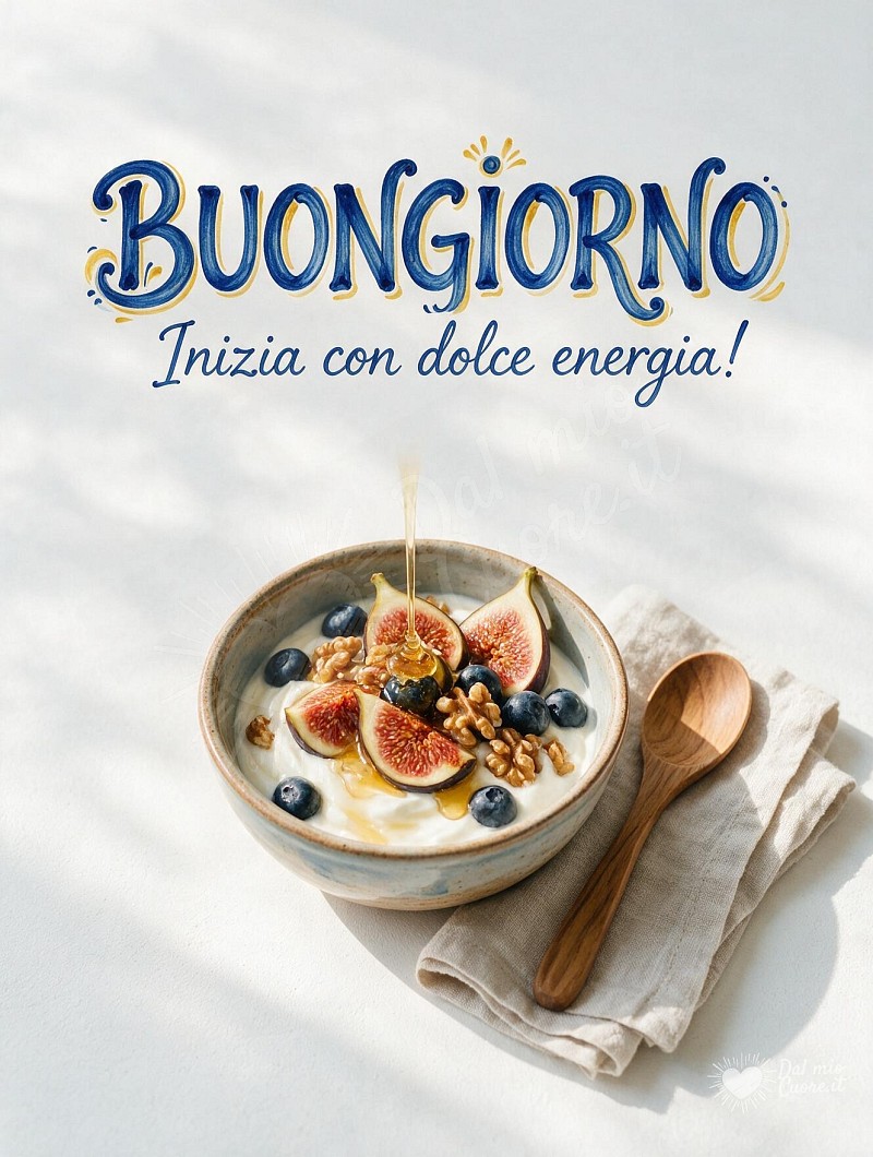 Buongiorno con ciotola di yogurt fichi e miele