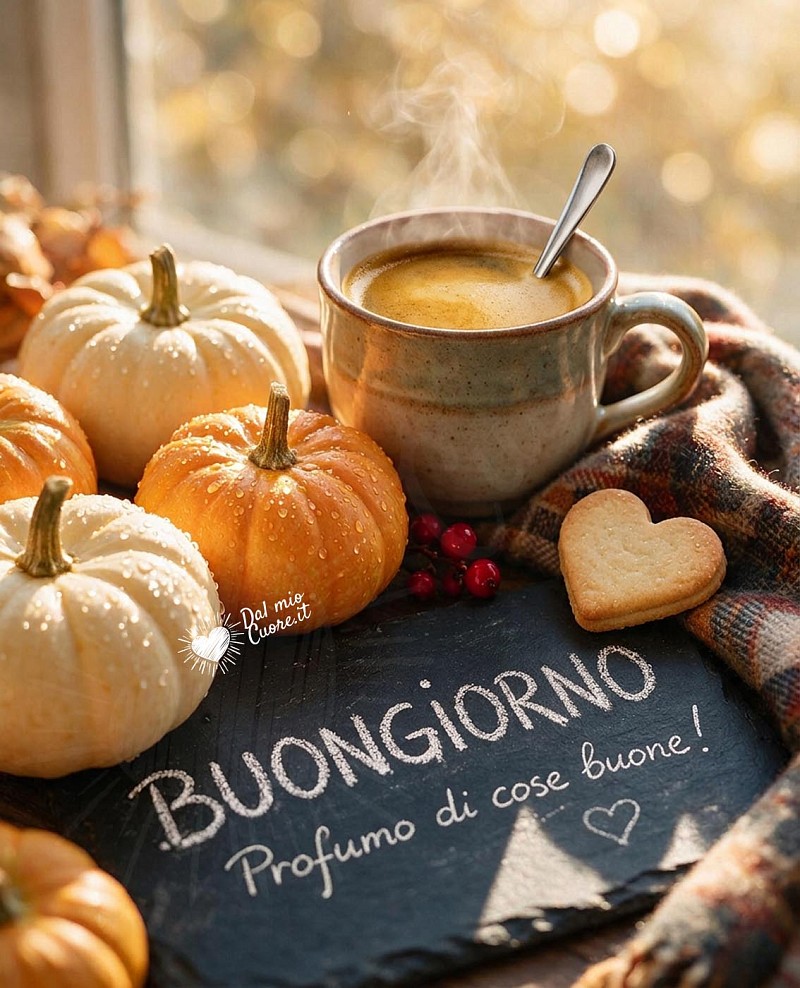 Buongiorno con zucchette autunnali e caffè caldo