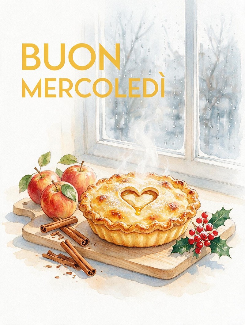 Buon mercoledì con torta di mele fatta in casa