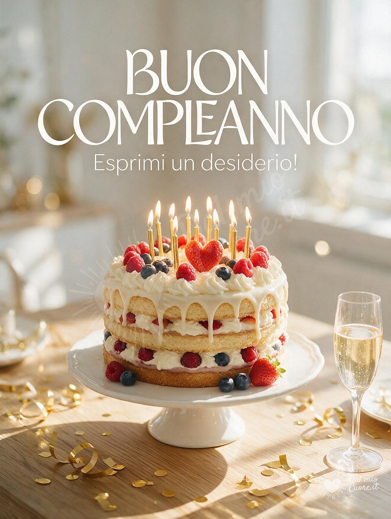 Buon compleanno con torta e candeline accese