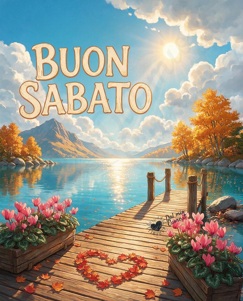 Buon Sabato con la quiete del lago autunnale