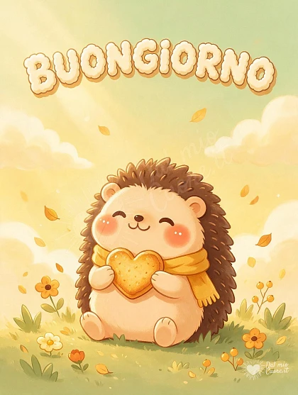 Buongiorno con un tenero riccio d'autunno