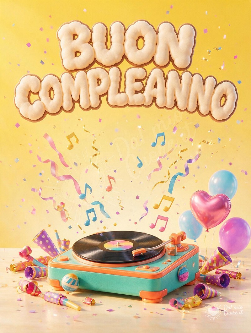 Buon compleanno con fiori a cuore e allegria