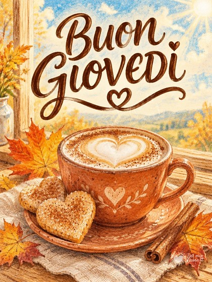 Tazza di cappuccino cremoso e biscotti alla cannella al sole per il buon giovedì.