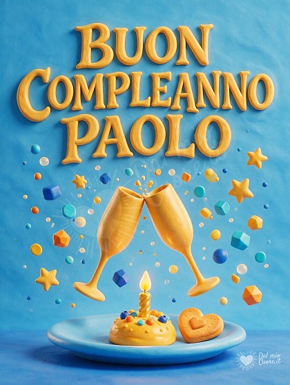 Brindisi festoso con due calici dorati e coriandoli colorati per il compleanno.