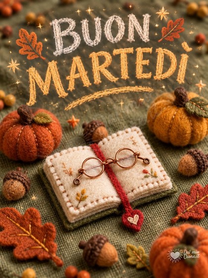 Libro in feltro fatto a mano con zucchette e foglie autunnali per il martedì.
