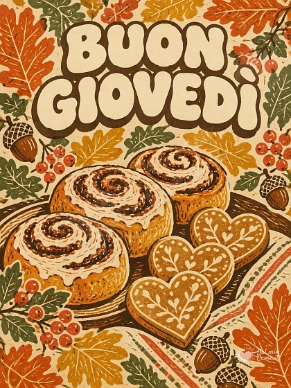Dolci alla cannella e foglie autunnali al sole del mattino per un sereno giovedì.