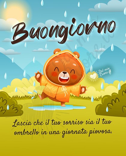 Lascia che il tuo sorriso sia il tuo ombrello in una giornata piovosa. Buongiorno