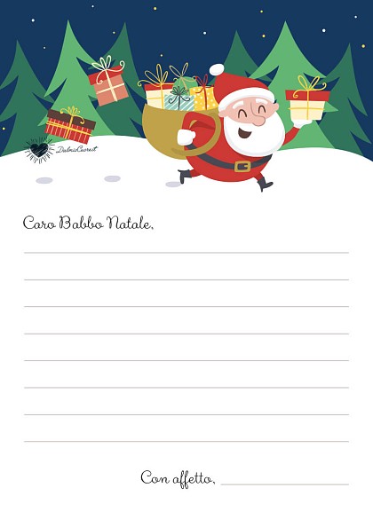 Lettera a Babbo natale con pacchetti regalo