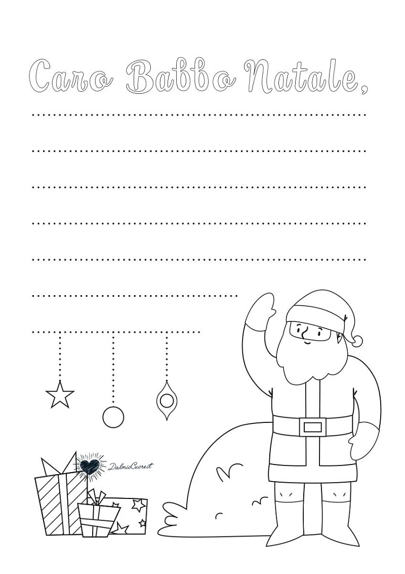 Lettera a Babbo Natale da Colorare