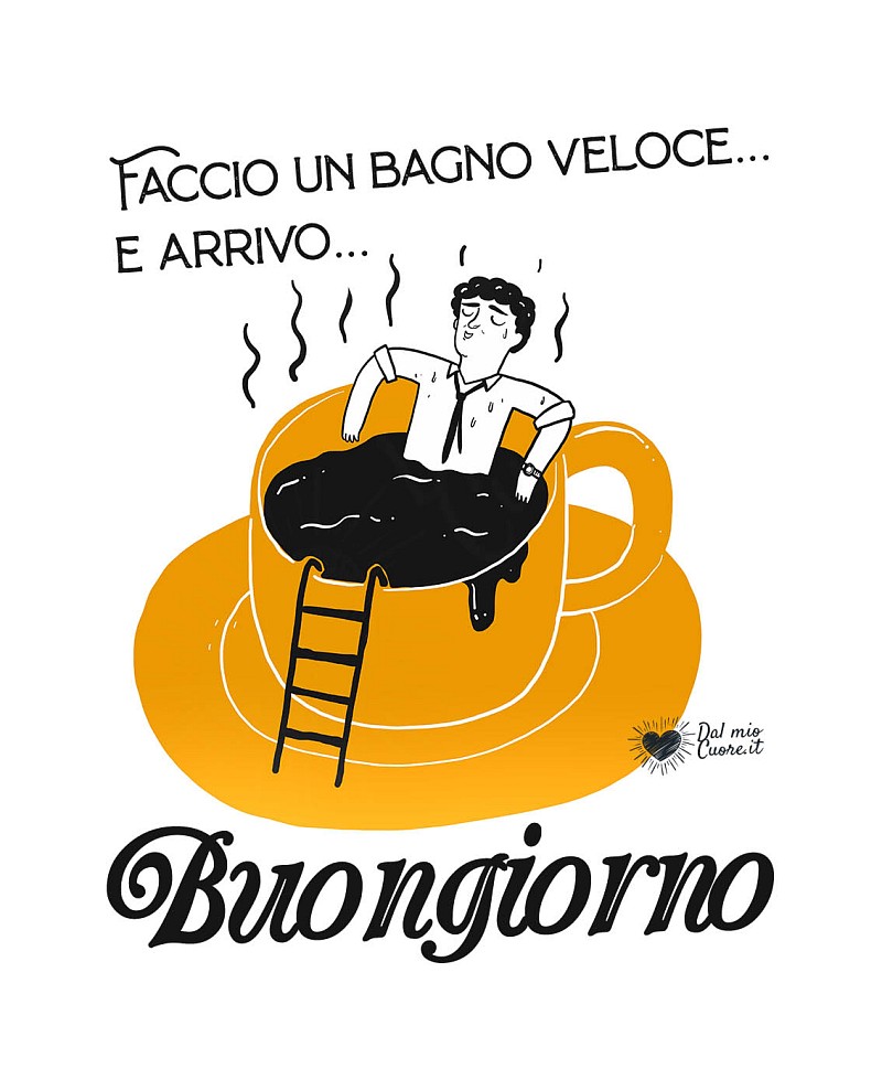 Faccio un bagno veloce e arrivo... Buongiorno divertente con caffè