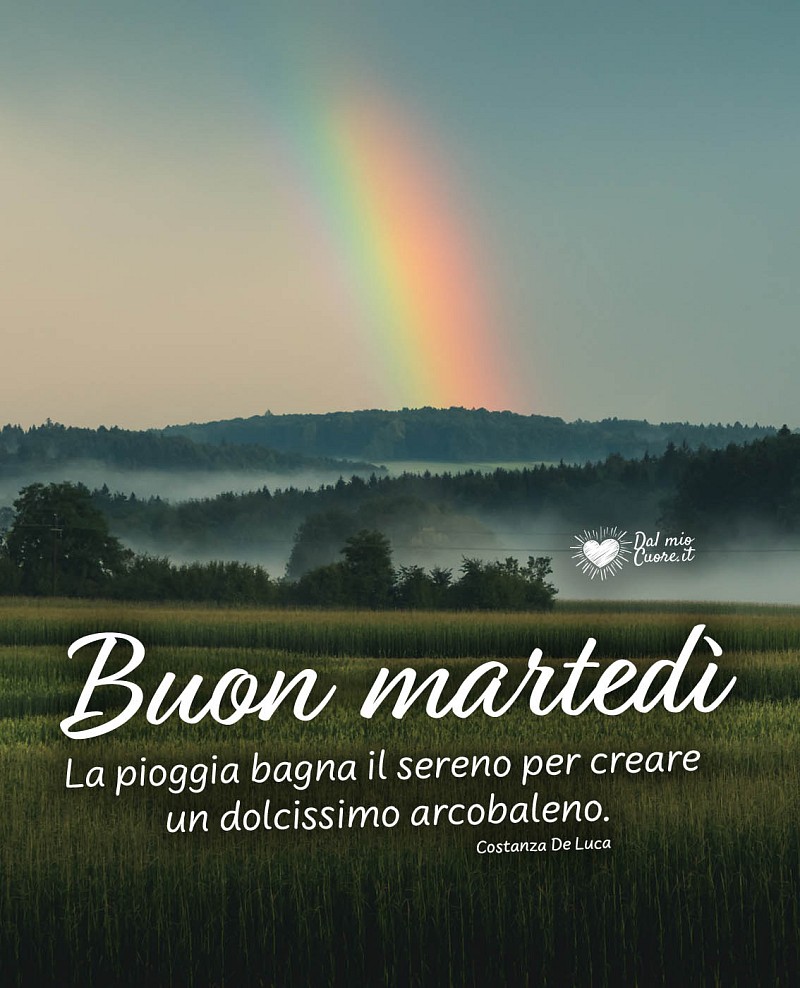 La pioggia bagna il sereno per creare un dolcissimo arcobaleno. Buon martedi