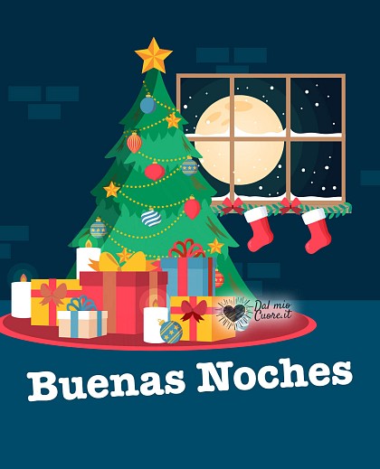 Buenas Noches con un árbol de Navidad