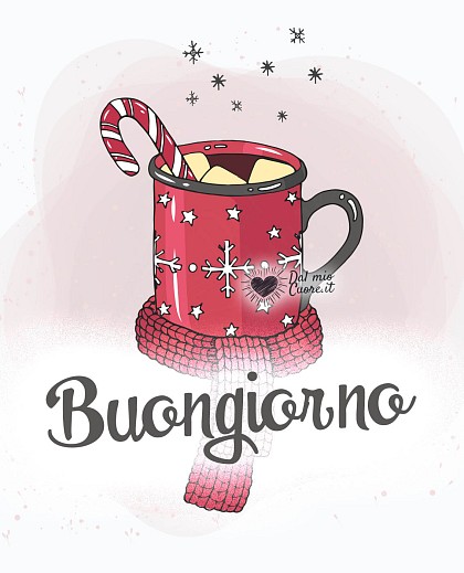 Buongiorno con tazza di cioccolata