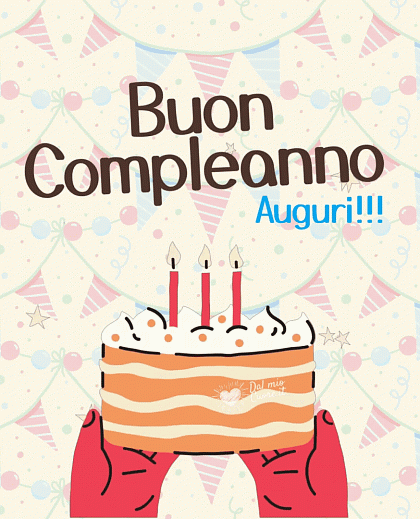 Buon compleanno. Auguri. GIF Animata con torta e candeline