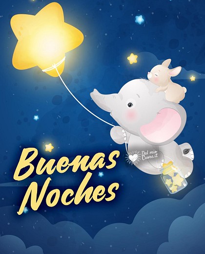 Buenas Noches con el elefantito y las estrellas