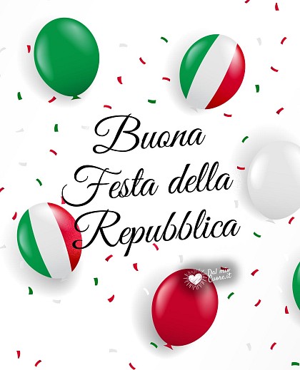 Buona Festa della Repubblica con palloncini e coriandoli