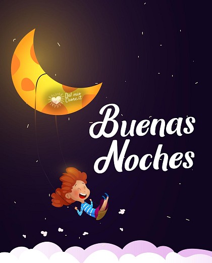 Buenas noches con luna y estrellas
