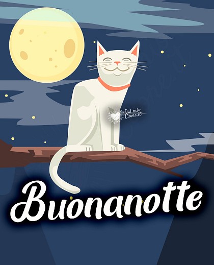 Imm Buonanotte con gattino al chiaro di Luna