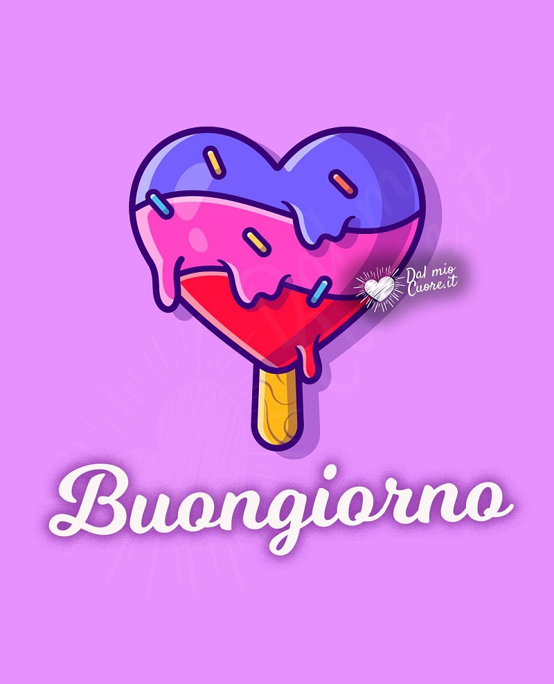 Buongiorno Dolce con Gelato a Forma di Cuore e Frutti Freschi