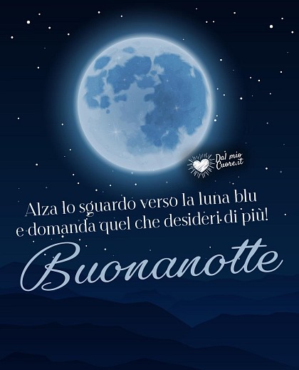 Alza lo sguardo verso la luna blu e domanda quel che desideri di più! Buonanotte