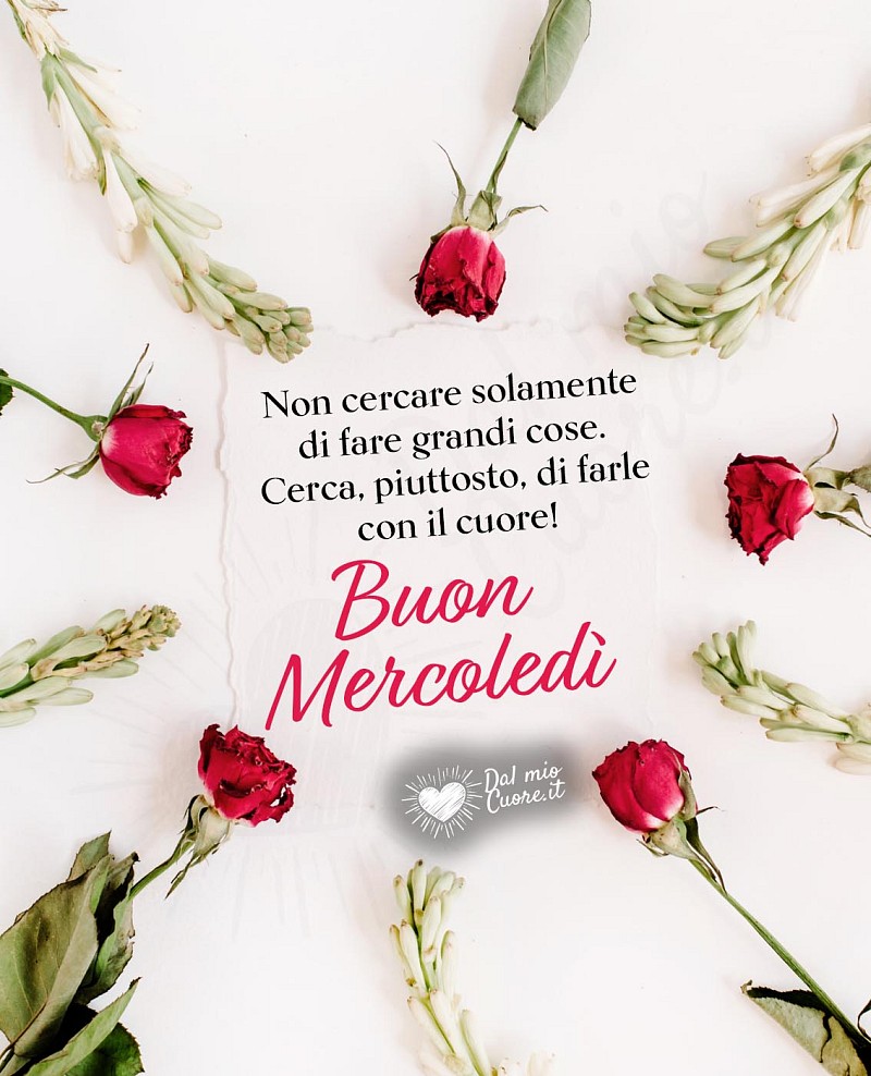 Cerca di fare le cose con il cuore! Buon mercoledì (frasi)