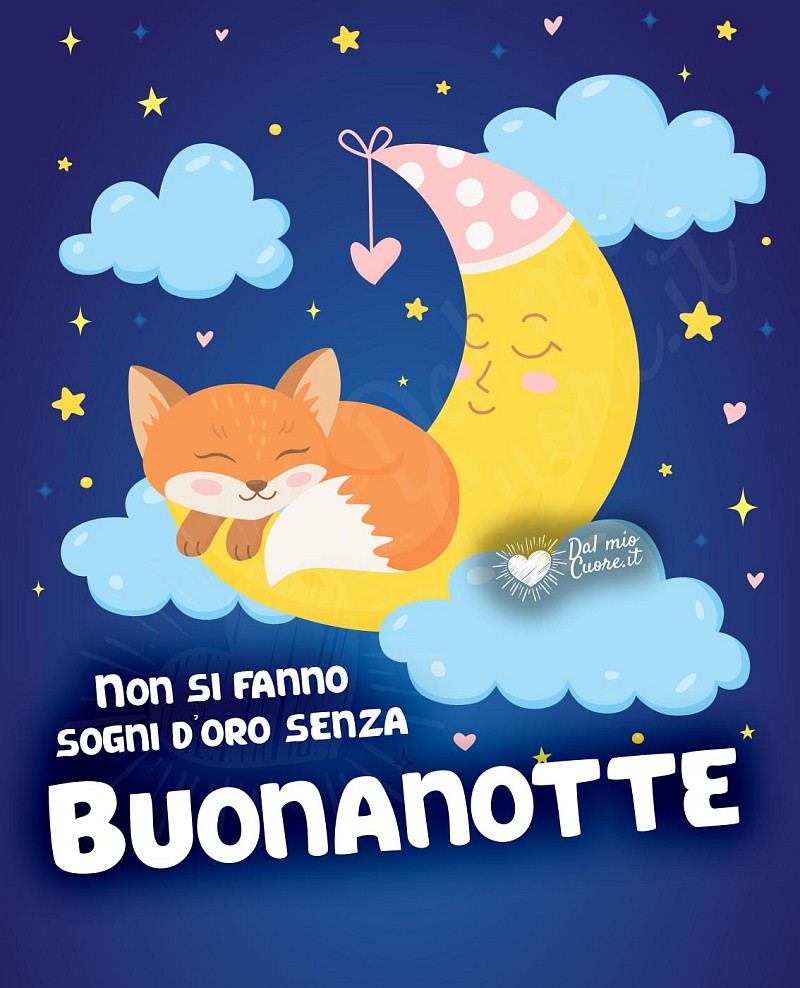 Immagini buonanotte tenere con luna, stelle e volpe