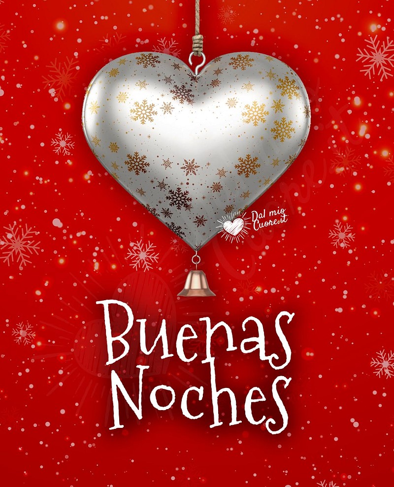 Imagen de Buenas noches con una bola de Navidad en forma de corazón