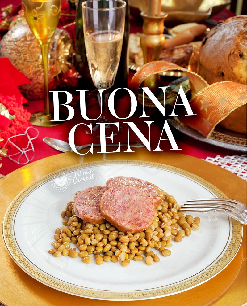 Buona cena con cotechino e lenticchie