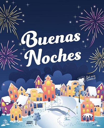 Buenas noches con un paisaje nevado de invierno