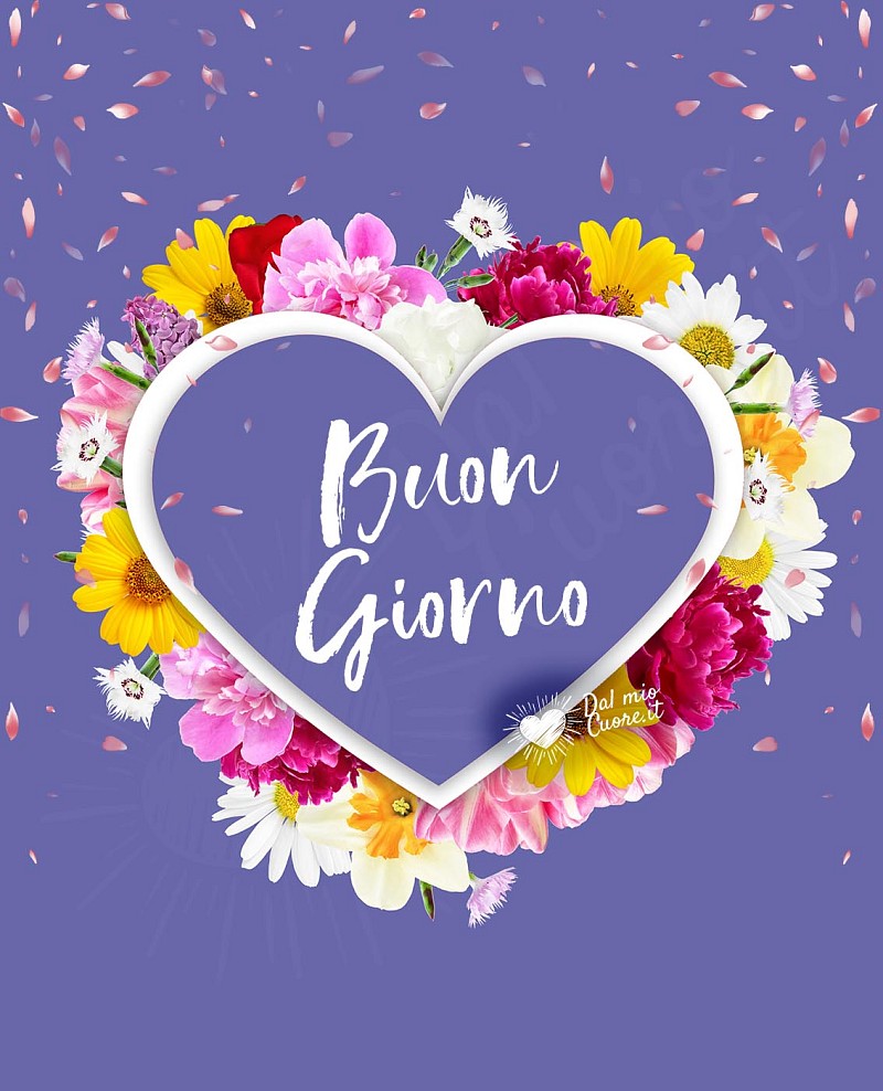 Buon giorno con cuore fatto di fiori