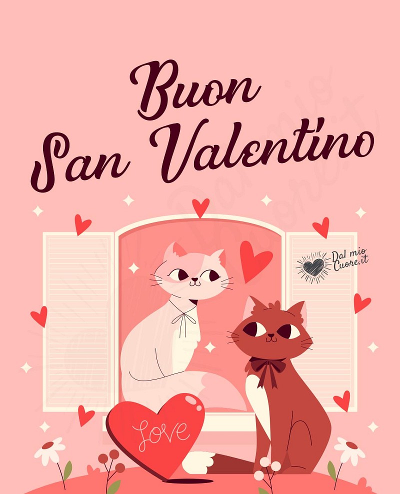 Buon San Valentino Immagini con gattini innamorati