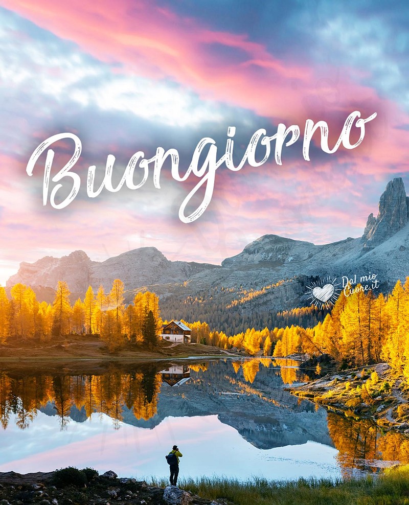 Buongiorno con dolomiti all'alba