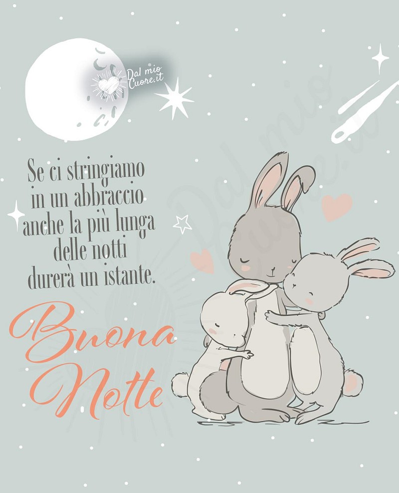 Buona Notte (Frasi). Se ci stringiamo in un abbraccio anche la più lunga delle notti durerà un istante