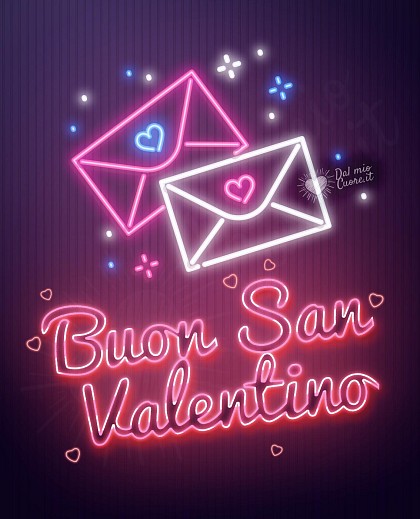 Buon San Valentino con lettere d'amore e neon