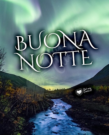 Buona notte con aurora boreale