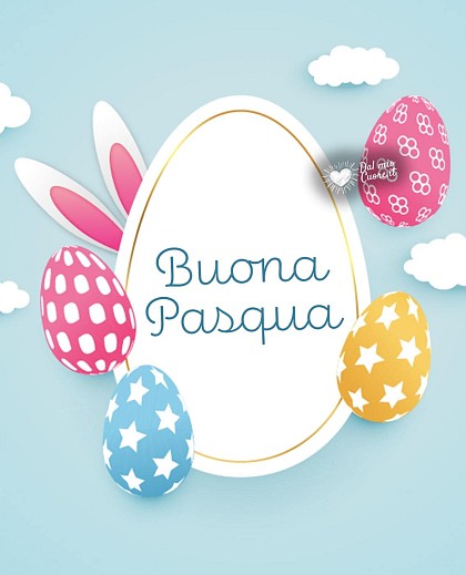 Buona Pasqua con ovetto e orecchie di coniglio