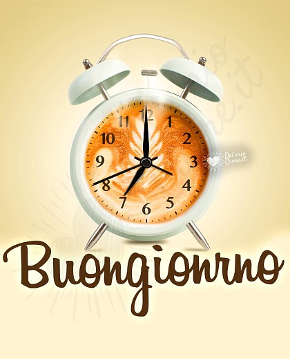 Buongiorno con sveglia a forma di tazzina di caffè