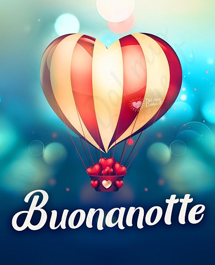 Buonanotte con cuore e mongolfiera