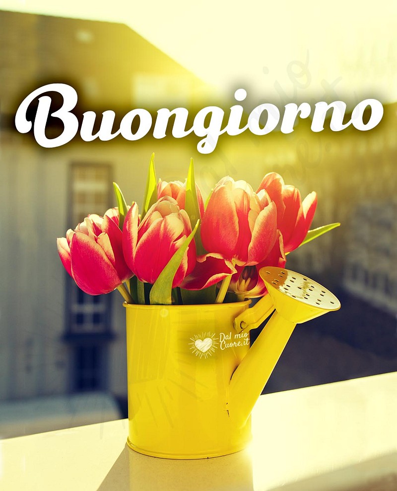 Buongiorno con vaso di fiori