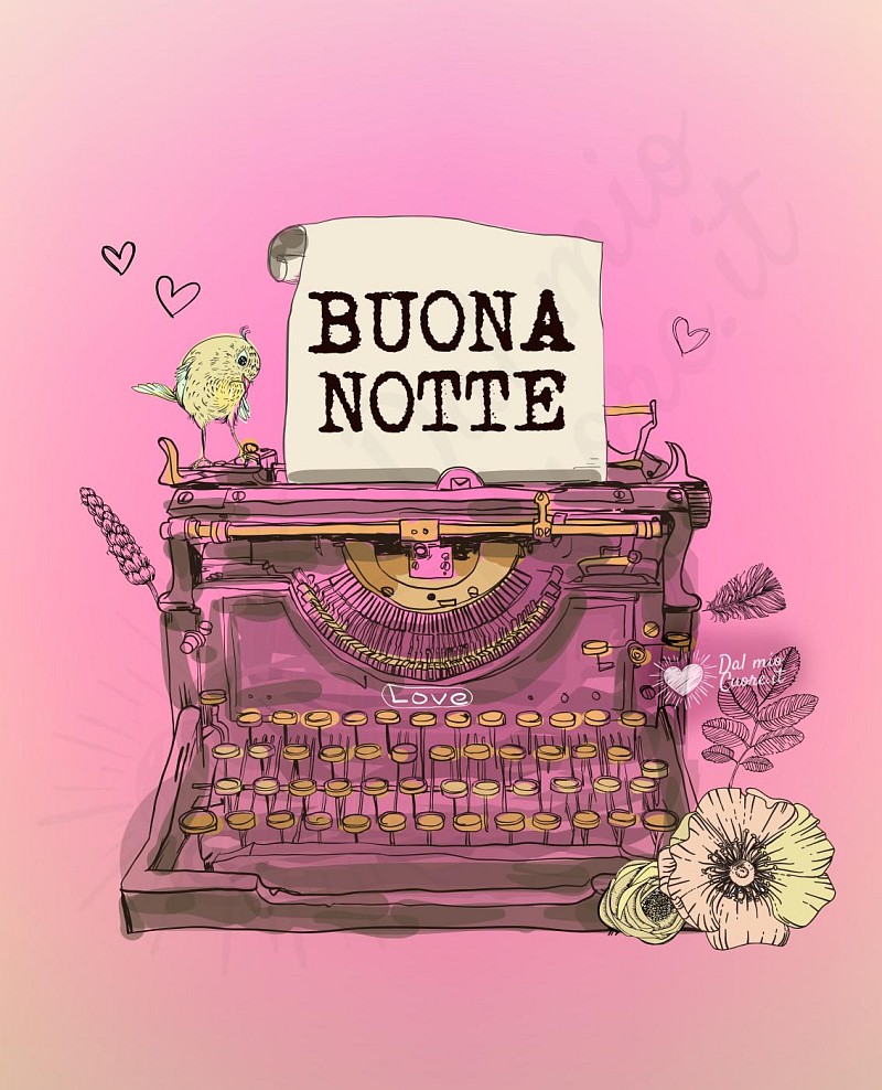 Buona Notte vintage con macchina da scrivere