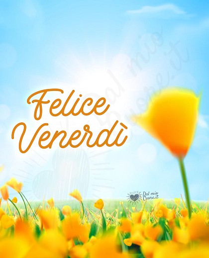 Felice Venerdì con campo di fiori gialli