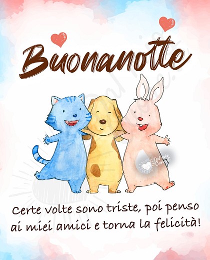 Certe volte sono triste, poi penso ai miei amici e torna la felicità! Buonanotte