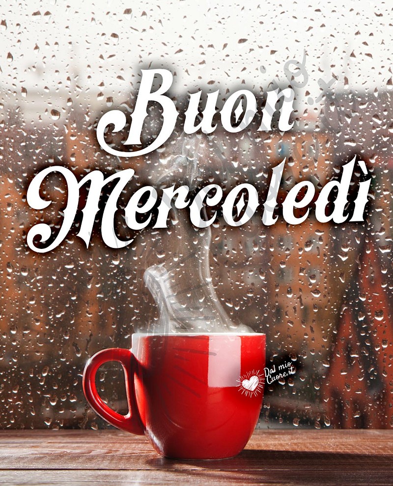 Buon mercoledì piovoso con tazzina di caffè